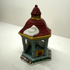 Holiday Time Village Collectibles Christmas Village Gazebo Ceramic Painted Box picture