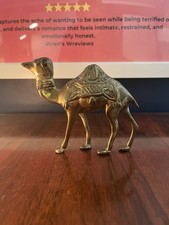 Vintage Solid Brass Etched Camel Figurine Statue Egyptian Decor 4.5 X 7 picture