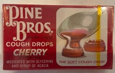 Vintage 1960’s PINE BROS. CHERRY COUGH DROPS Cello Sealed New Old Stock RARE picture