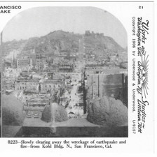 Clearing Wreckage of San Francisco Earthquake,  1978 Reproduction Stereoview picture