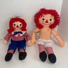Vintage Raggedy Ann & Andy Plush Doll Lot - Knickerbocker & Playskool 1998 picture