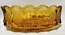 Fostoria Amber Coin Glass Oval Bowl 8.5