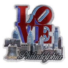 Philadelphia Pennsylvania Skyline Famous City Landmark Foil Magnet 3.5