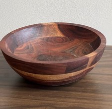 Hand-Turned Wooden Bowl Mixed Hardwoods with Contrasting Band picture