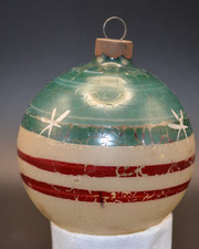 Vintage Unsilvered Opaque Glass Ornament Stars & Stripes Patriotic WWII Era picture
