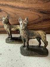 VTG 1929 Gifthouse NYC D60 German Shepards Brass Dog Bookends • Cast Iron Brass picture