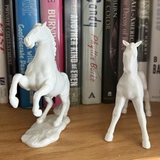 Lorenz Hutschenreuther Porcelain Horse Figurines Set, Rearing Horse & Foal picture