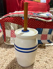 Vintage Small Butter Churn w/ Lid & Dasher - Clinchfield Pottery picture