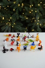 25 Mini Glass Animal Figurines Set Hand Blown Art Glass No Duplicates Gift Set picture