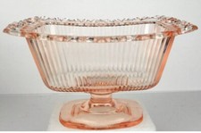 Pink Indiana 30's Depression Glass Rectangular Footed Candy Dish Lace Rim No Lid picture