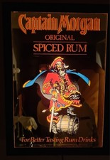 Vtg. Captain Morgan Lighted Mirror Bar WALL Sign & Replaceable Bulbs Distillery picture