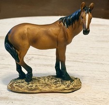 Standing Brown Horse Statue Vintage Horse Figurine Table Shelf Rustic Decor picture