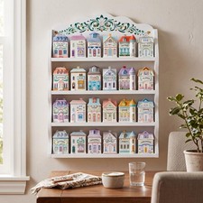Leinuosen Vintage Spice Jar Wooden Rack 20.47 x 14.57 x 3.15 inches, white picture