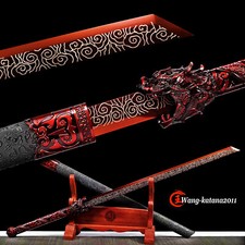 44''Red Dragon Functional Chinese Kungfu Practice Sword Sharp Tang Dao 1095Steel picture