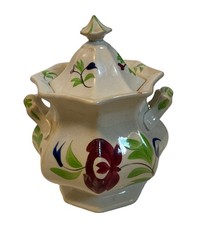 Ultra Rare Staffordshire Adams Rose Ironstone Stick Spatter 7.5”x6” Sugar Bowl picture