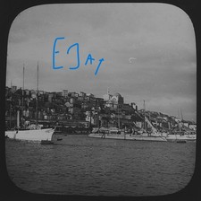 Photo THE BALKAN WARS Magic Lantern Slide ISTANBUL SHIPS AT SALI PAZAR C1913 picture