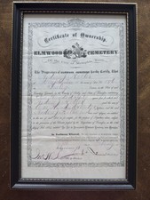 1873 Elmwood Cemetery Memphis TN – Certificate of Ownership – Framed picture