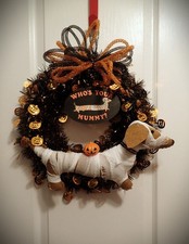 Dachshund Red Brown Felt Sculpture Mummy Halloween Black 15