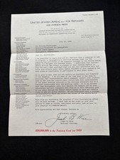 RARE letter 1939 United Jewish Appeal for Refugees signed by Rabbi Jonah B. Wise picture