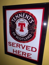 Tennent's Scottish Scotland Beer Bar Man Cave Framed Advertising Sign picture