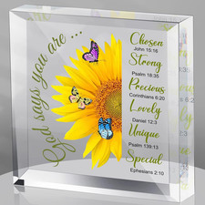 Acrylic Christian Inspirational Gifts Sunflower Bible Motivational Gifts God Say picture