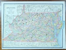 Antique 1889 VIRGINIA WEST VIRGINIA MARYLAND DELAWARE Map 13
