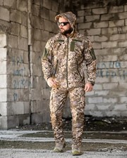 Demi-season tactical suit pixel softshell, Water-repellent military suit 💛💙 picture
