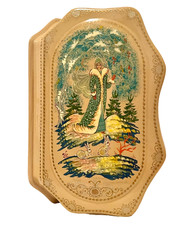 🔥OOAK RARE EXQUISITE 22K GOLD KHOLUI SNOW MAIDEN LARGE RUSSIAN LACQUER BOX SIGN picture