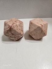 Set Of (2) PINK GRANITE Or Sunstone Geometric Paperweight- 14 Sided... picture