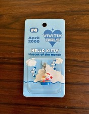 RARE Vivitix Girls 2000 Sanrio Hello Kitty Mascot of Month Charm Keychain Zipper picture