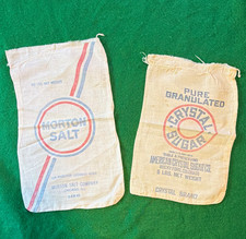 Morton & Crystal Vintage Cotton Cloth Feed Sacks Logo Advertising Print Lot 2 picture