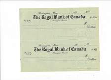 The Royal Bank of Canada 1900's blank checks and credit forms picture