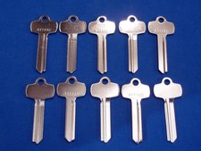 LOT OF TEN NICKEL CHROME PLATED BRASS FITS BEST KEY BLANKS FOR 
