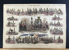 1865 THE STEAM FIRE-ENGINES IN NEW YORK by A. BERGHAUS HAND-COLORED 22”x 16” picture