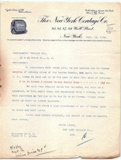 1909 New York Cordage Co. Letter - Hemp & Lanyards picture