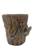 Vintage Majolica Bamboo W/Frog & Leaves Vase/Planter picture