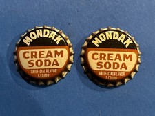 Lot of 2 Vintage Mondak Cream Soda Pop Glass Bottle Cap Cork Top picture