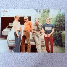 Four Men 1970s Snapshot Photograph Oklahoma Classic Car Vintage Fashion picture