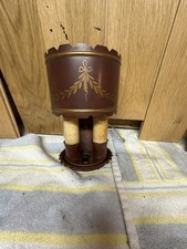 Vintage Mid-Century Federalist Toleware Wall Sconce - Union Made Burgundy & Gold picture