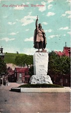 King Alfred's Statue Winchester England UK Edwardian Postcard 1906 picture