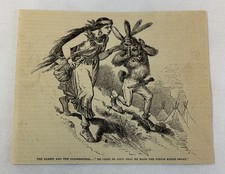 1886 magazine engraving ~ RABBIT AND GRASSHOPPERS Otoe myth picture