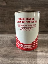 Texaco Ursa Oil Extra Duty Motor Oil Can One U.S. Quart Advertising Collectible picture
