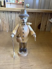 Erzgebirge Fichtner Handmade Wooden Smoker Man Figurine W Hat Incense Burner picture