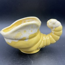 Vintage USA Yellow & White Planter Ceramic Drip Glaze Cornucopia 7