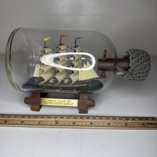 Vintage Cutty Sark 1869 Clipper Ship in a Bottle Glass Nautical Decor Stand picture