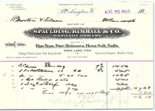 Vintage 1893 Burlington VT Wholesale Grocer Billhead picture