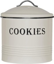 Vintage Cookie Jar, Airtight Ivory Tin Container with Lid, Large Capacity picture