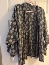 Vintage Japanese Silk Kimono Haori Jacket Checkered Geometric Pattern picture