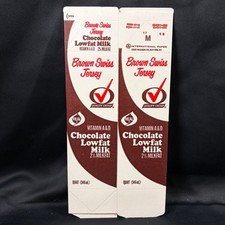 Vintage Brown Swiss Jersey Chocolate Milk Carton Flat Rapid City SD Advertising picture