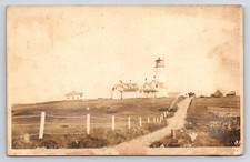 Postcard Unidentified RPPC, Rural Dirt Road, Fenced Pature Farm Barn Home Beyond picture